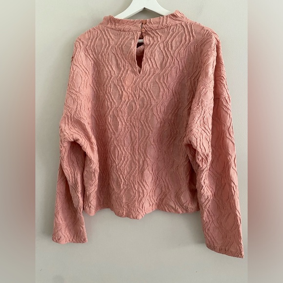 By Anthropologie Textured Funnel-Neck Top XL rose color new with tag - Picture 5 of 6